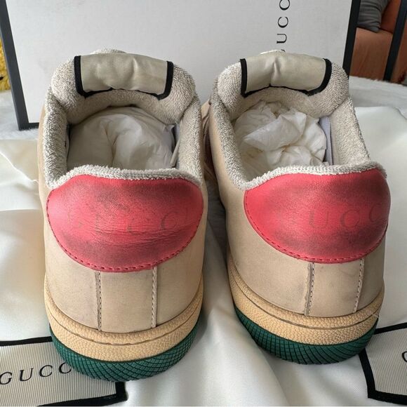 Gucci Pink Dirty Screener GG Leather Sneakers - Picture 5 of 14